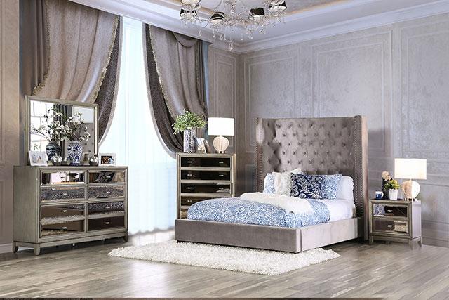 ROSABELLE E.King Bed, Gray