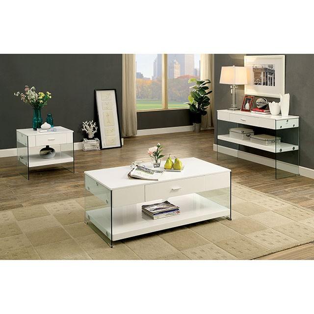 Raya White End Table, White