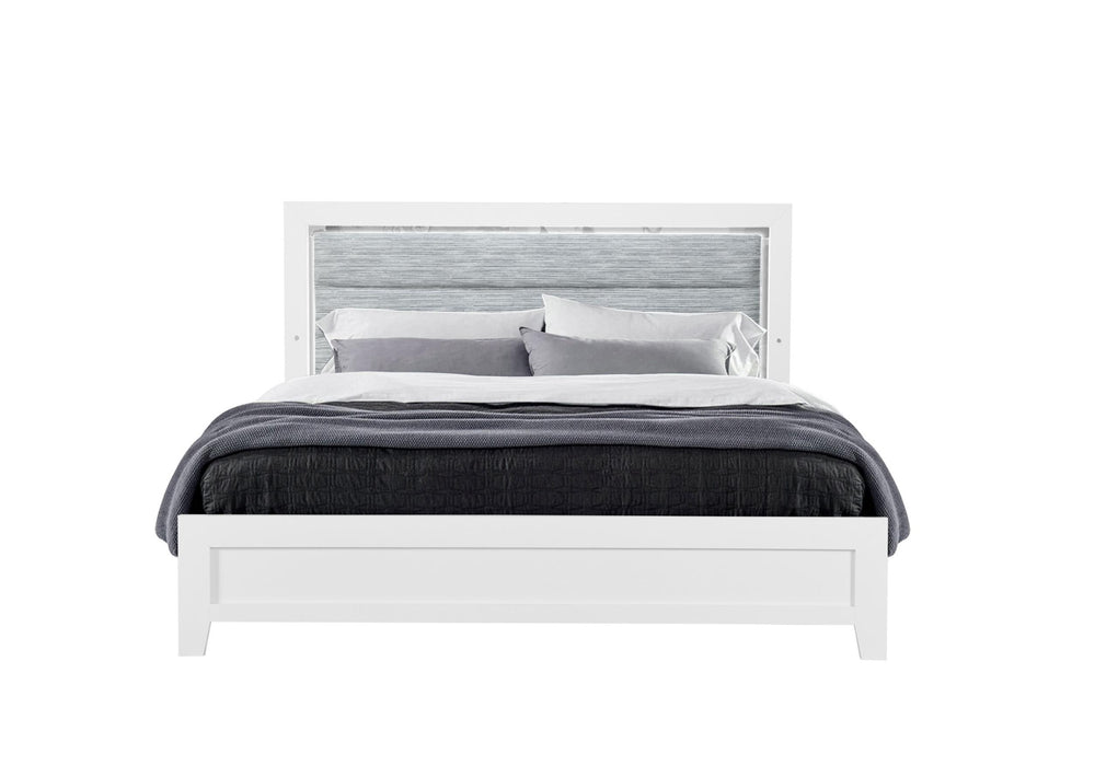 LUCCIA WHITE KING BED WITH LED image