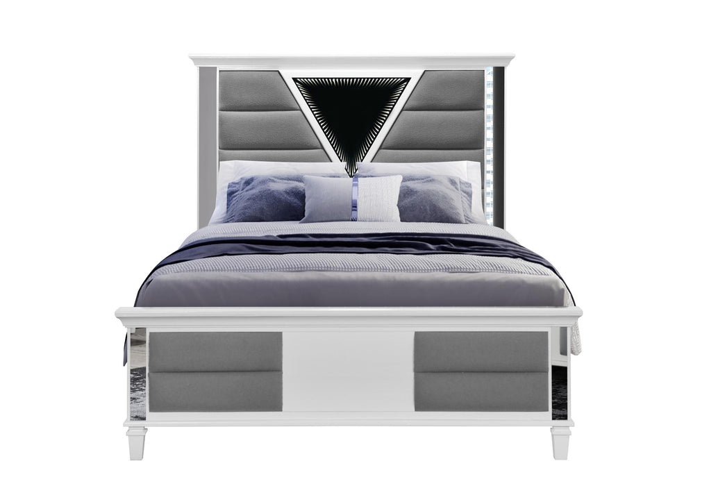 MARCO METALLIC WHITE FULL BED WITH LED 3D MIRROR image