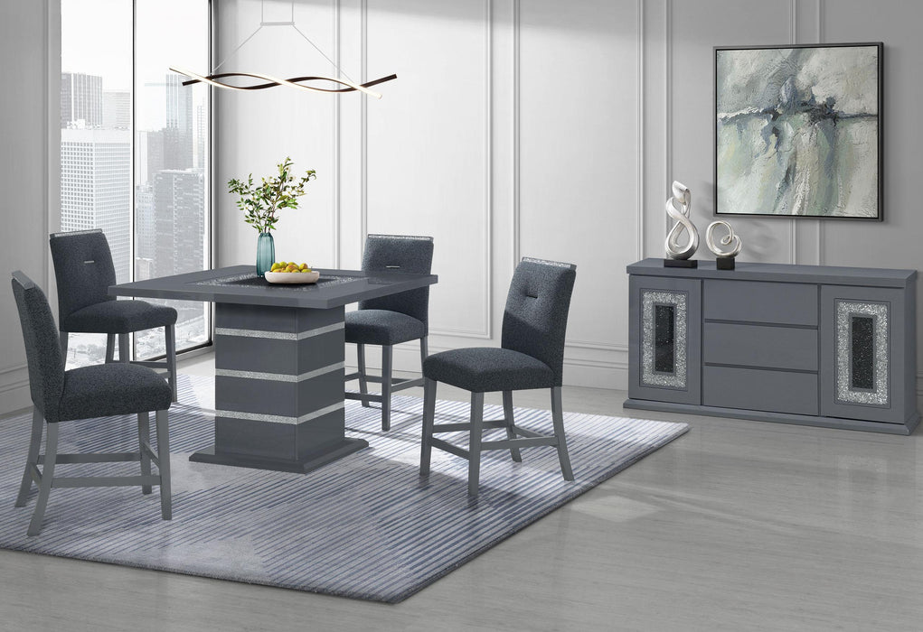 MONACO DARK GREY BAR TABLE AND 4 MONACO DARK GREY BAR STOOLS image