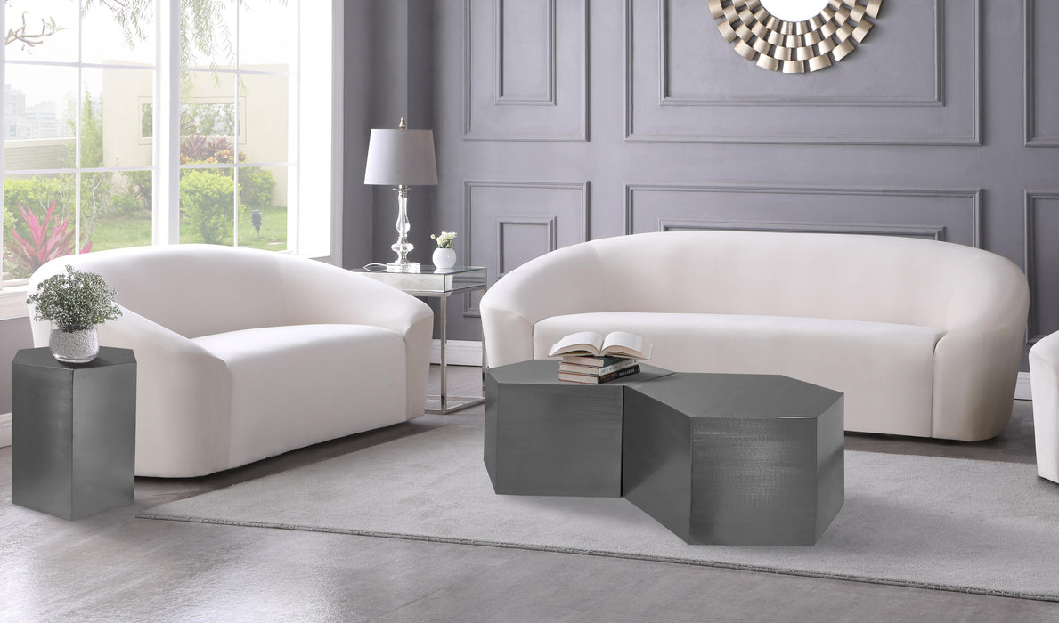 Hexagon Brushed Chrome End Table