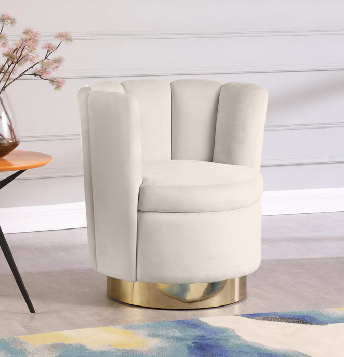 Lily Cream Velvet Accent Chair