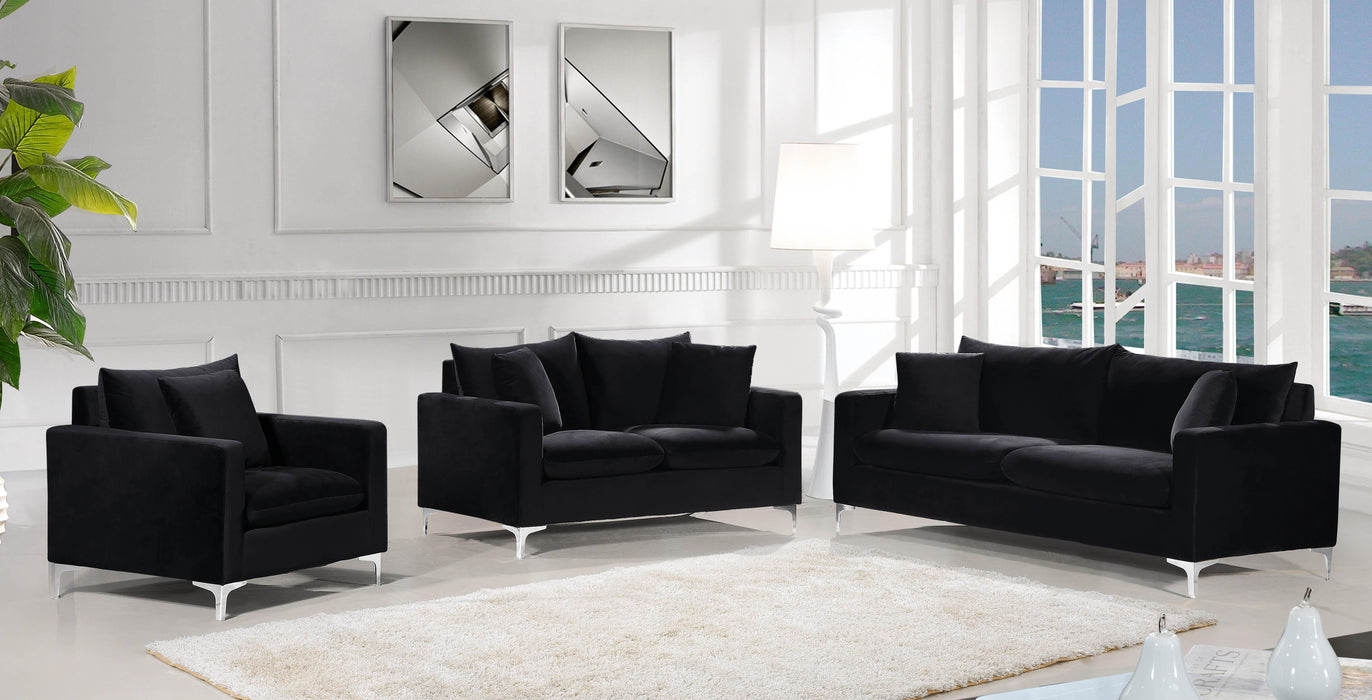 Naomi Black Velvet Sofa