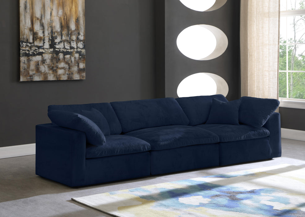 Cozy Navy Velvet Cloud Modular Sofa
