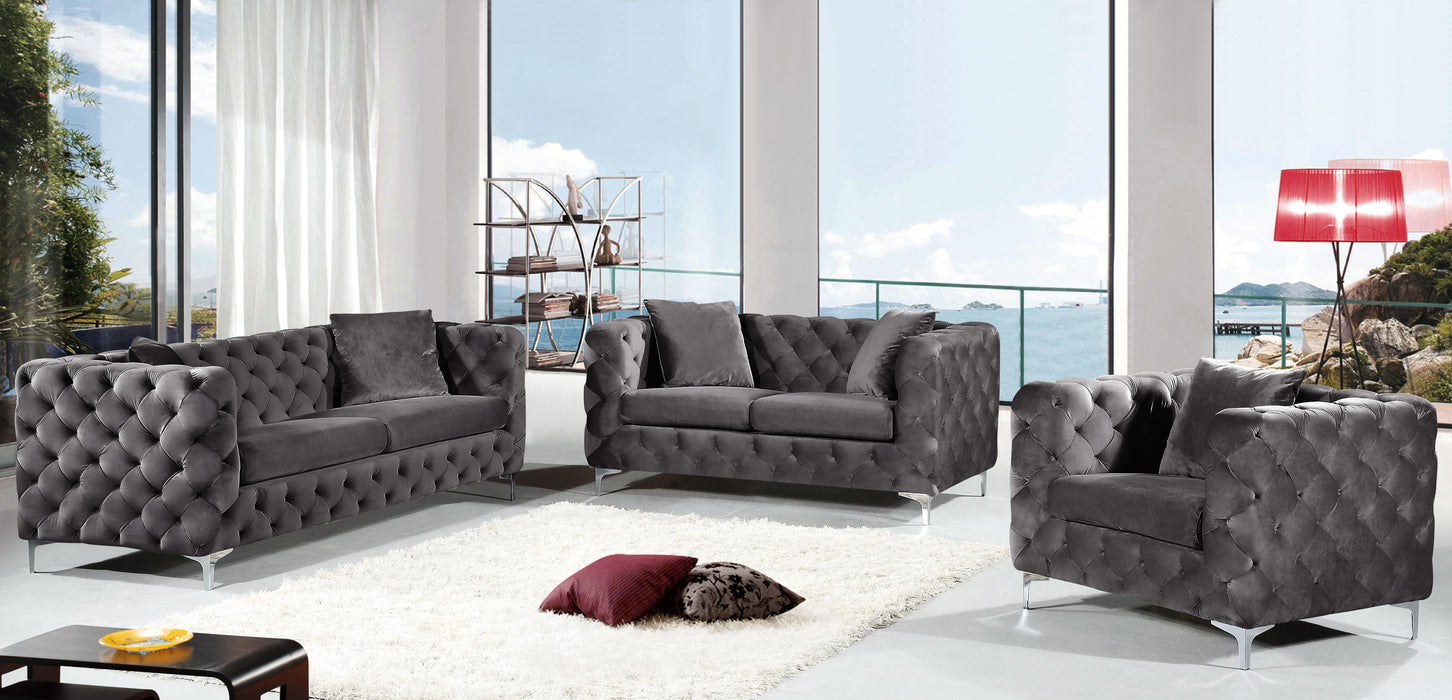 Scarlett Grey Velvet Sofa