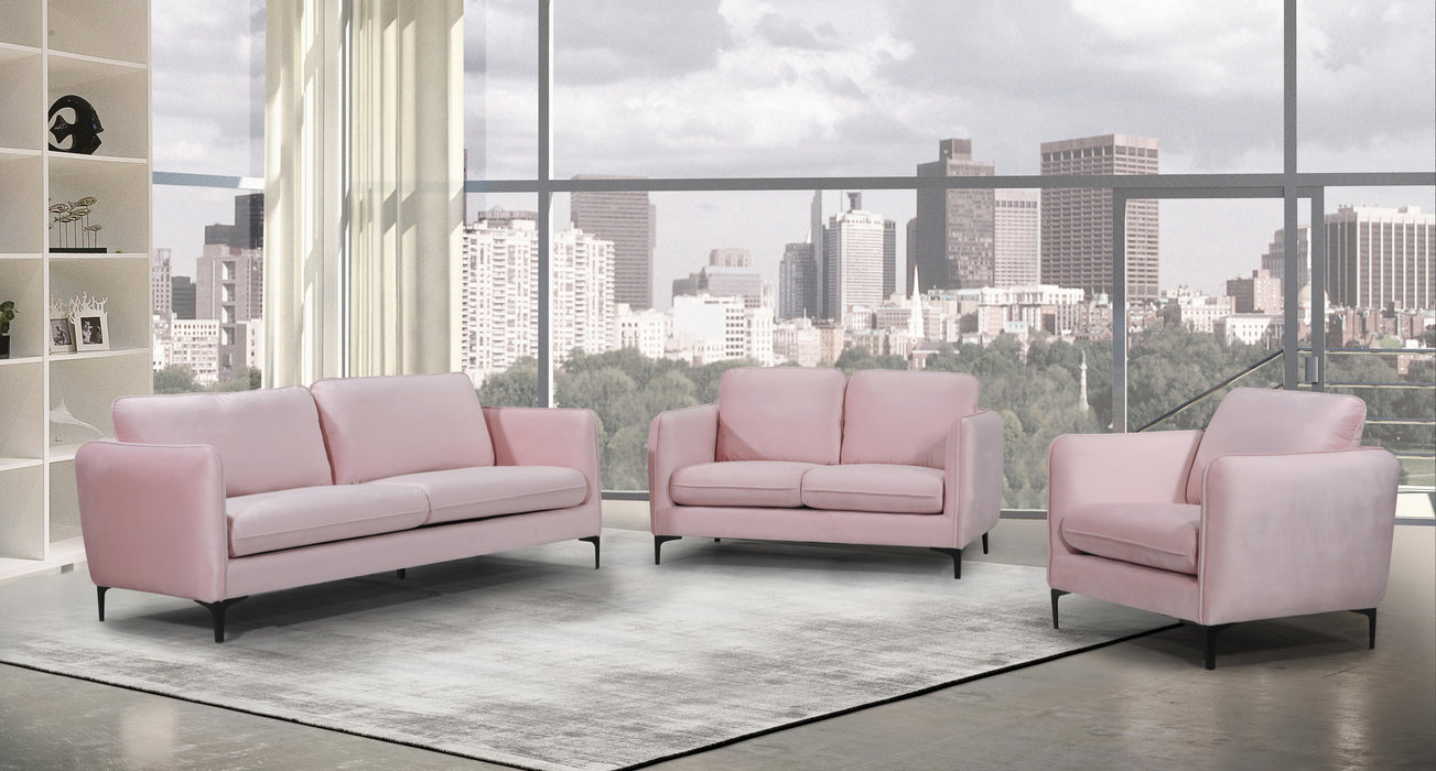 Poppy Pink Velvet Loveseat