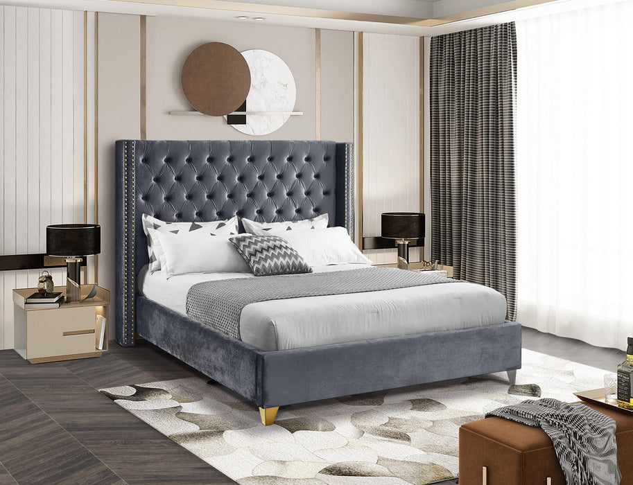 Barolo Grey Velvet King Bed