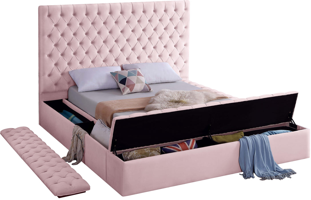 Bliss Pink Velvet Queen Bed (3 Boxes)