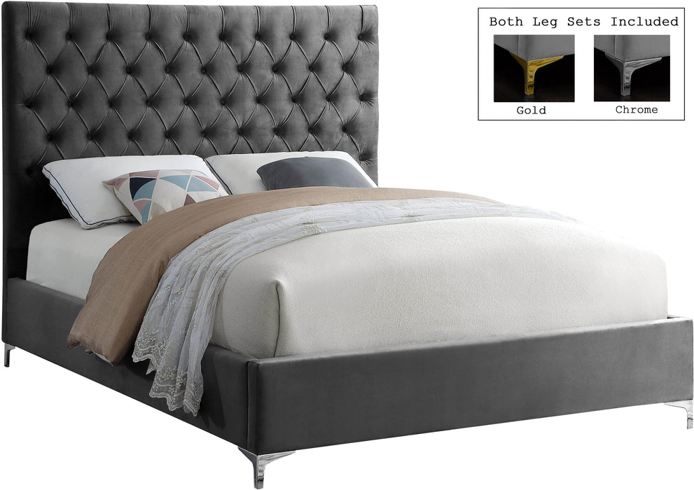 Cruz Grey Velvet King Bed