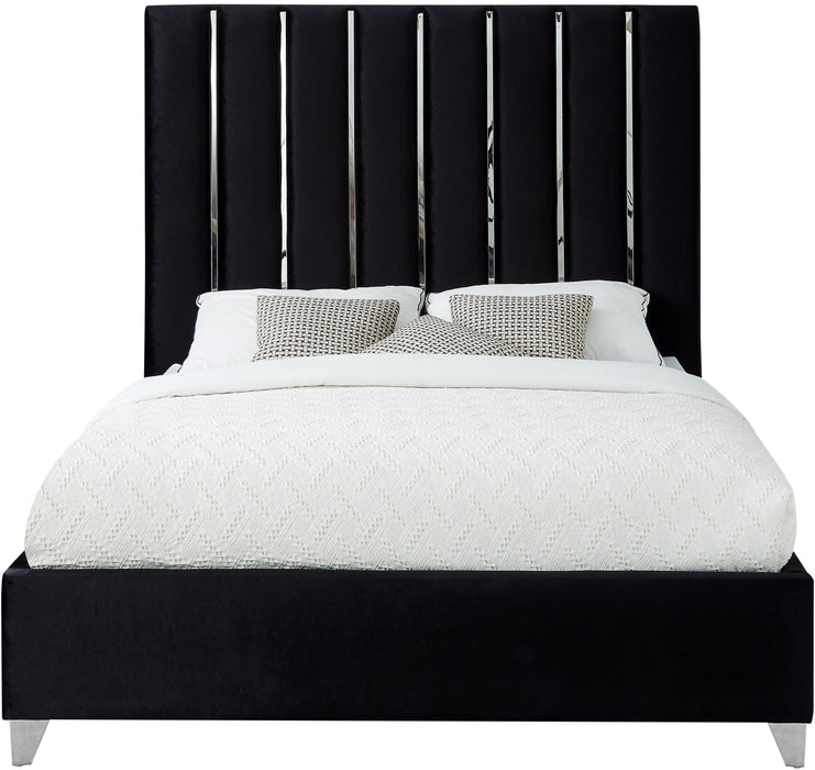 Enzo Black Velvet Queen Bed