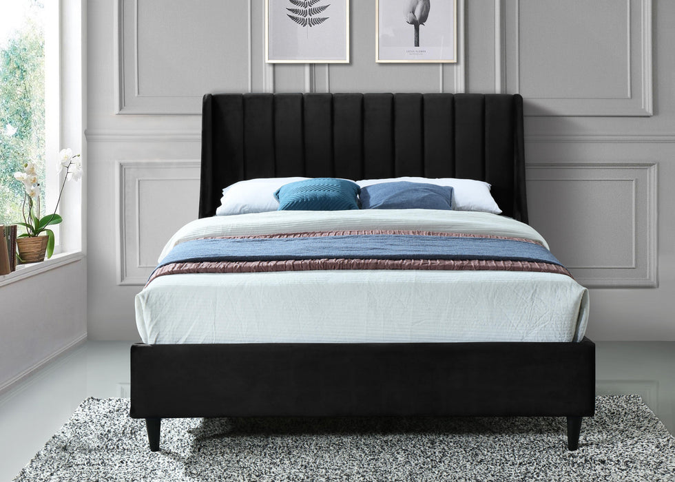 Eva Black Velvet King Bed