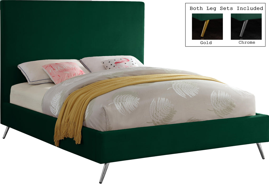 Jasmine Green Velvet King Bed