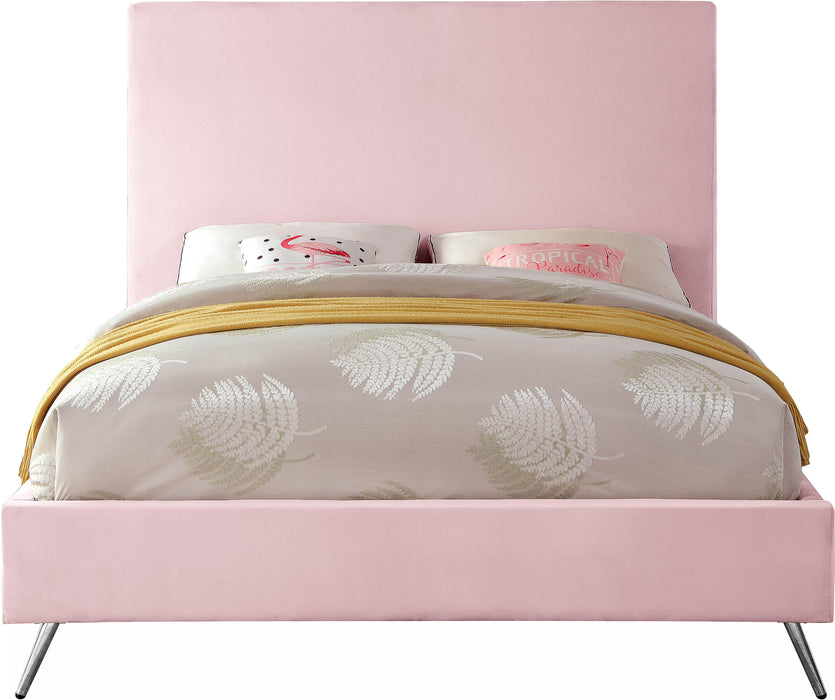 Jasmine Pink Velvet Queen Bed