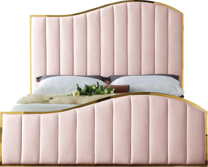 Jolie Pink Velvet Queen Bed (3 Boxes)