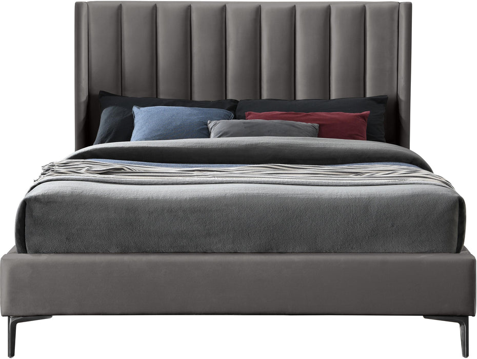 Nadia Grey Velvet Queen Bed