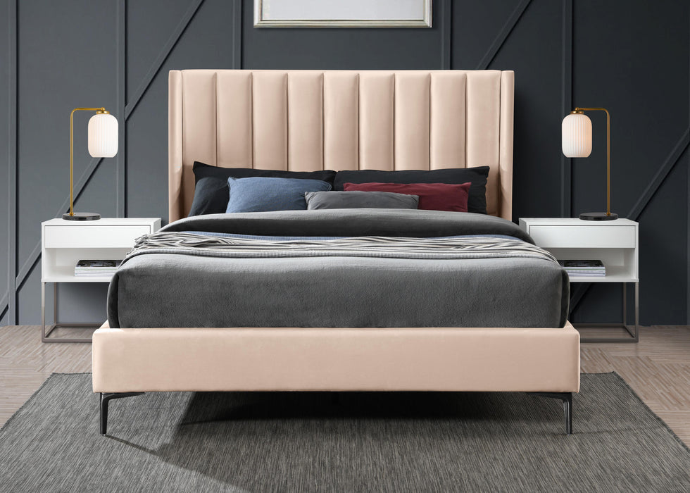 Nadia Pink Velvet King Bed