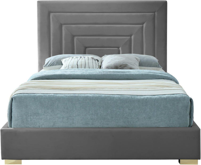 Nora Grey Velvet King Bed