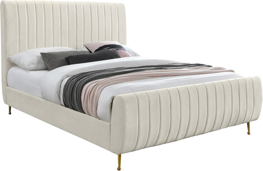 Zara Cream Velvet King Bed (3 Boxes) image