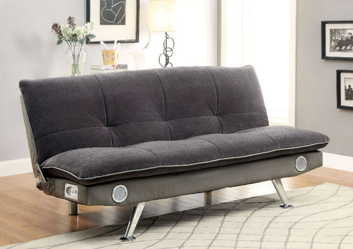 GALLAGHER Gray/Chrome Futon Sofa, Gray image