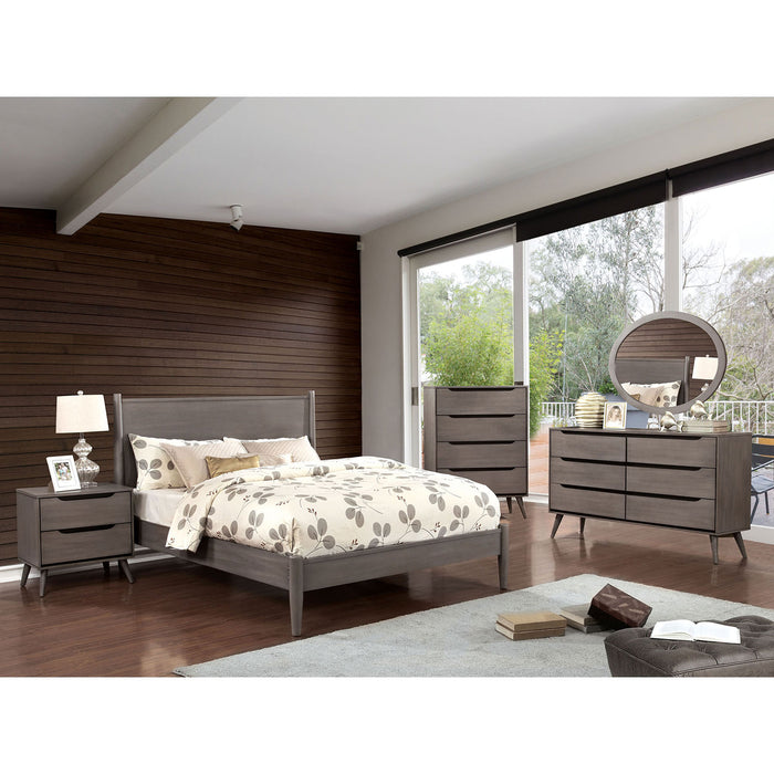 LENNART II Gray 4 Pc. Full Bedroom Set w/ Oval Mirror image