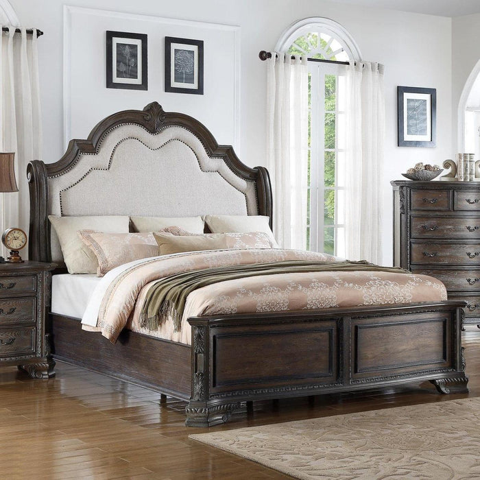 Crown Mark Sheffield Upholstered King Panel Bed in Antique Grey image