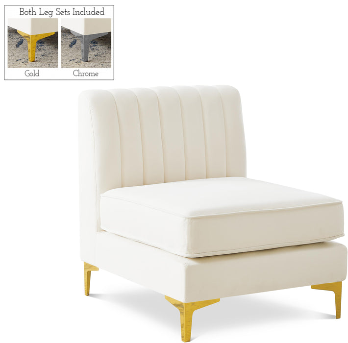 Alina Cream Velvet Armless Chair image