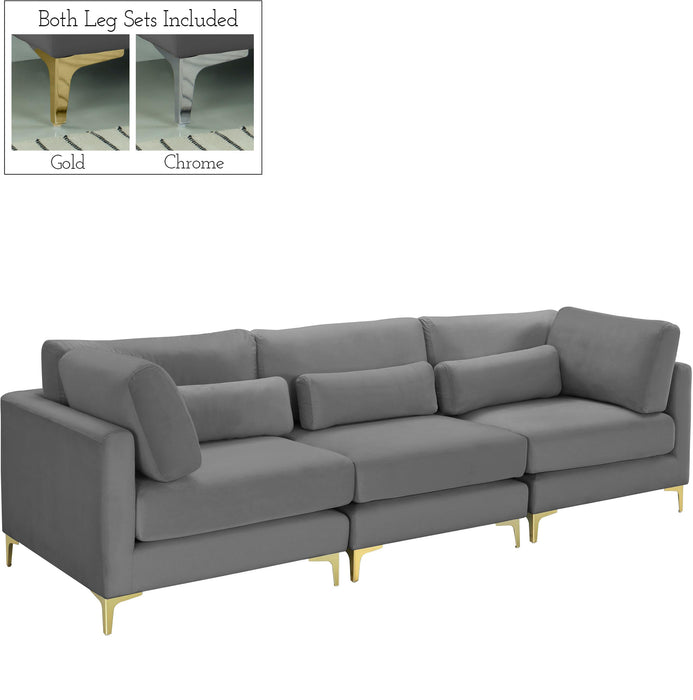 Julia Grey Velvet Modular Sofa (3 Boxes) image