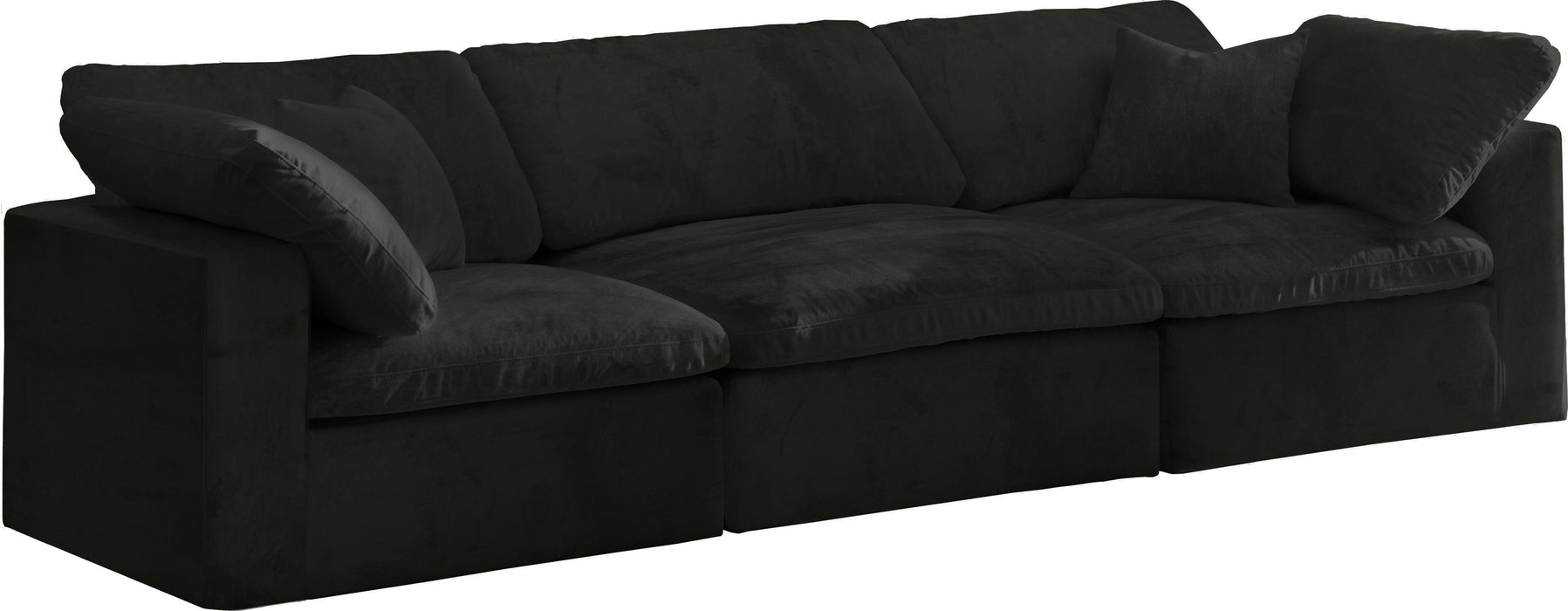Cozy Black Velvet Cloud Modular Sofa image