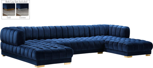 Gwen Navy Velvet 3pc. Sectional (3 Boxes) image