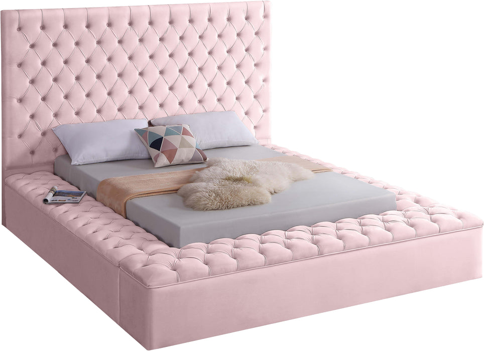 Bliss Pink Velvet Queen Bed (3 Boxes) image