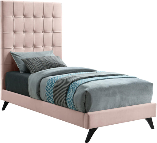 Elly Pink Velvet Twin Bed image