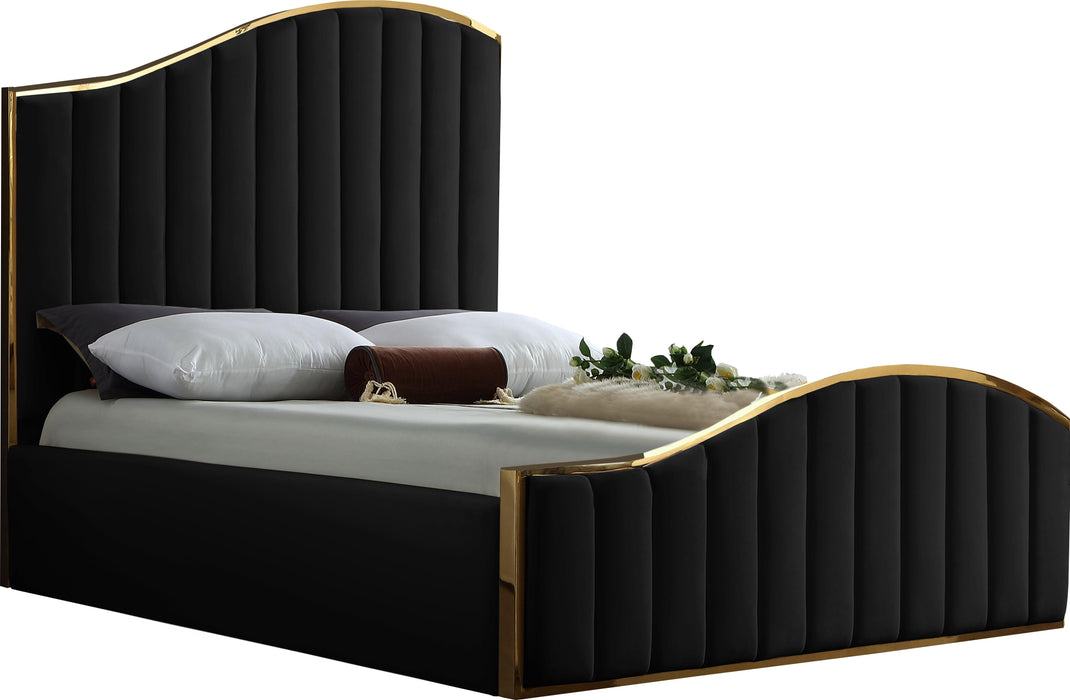 Jolie Black Velvet King Bed (3 Boxes) image
