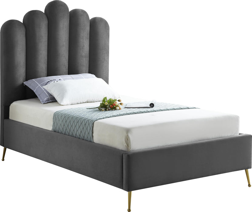 Lily Grey Velvet Twin Bed image
