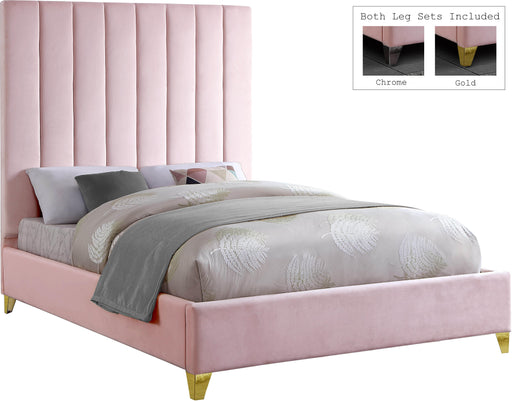 Via Pink Velvet King Bed image